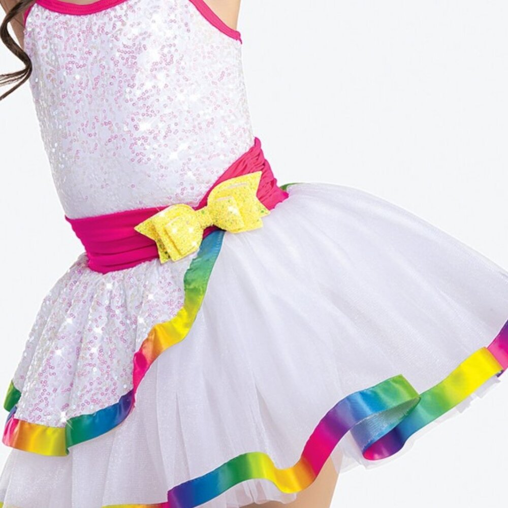 White Sequin Rainbow Accent Tutu